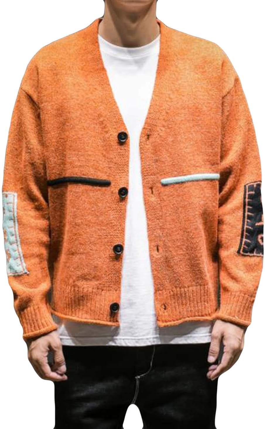 EX ニット カーディガン ガウン ユニセックス 特殊ボタン ハイゲージ