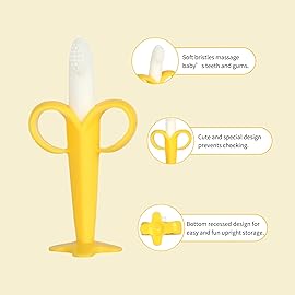 Chuya Teething Toys for Baby, Teethers with Banana Toothbrush Teeth Brushing,BPA-Free,Chew Toy Infants Toddlers Silicone Teether for Babies 0-6-12 Months