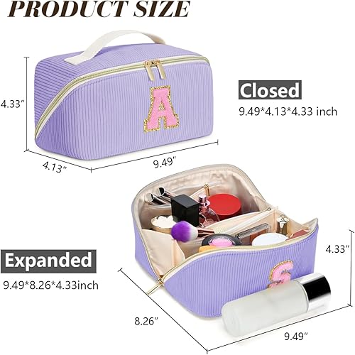 Miniatura 3 de DTBG Bolsa de cosméticos de viaje de gran capacidad, Púrpura, D Taza