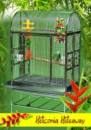Heliconia Hideaway Stainless Steel Large Bird Cage - Perfect for Parrots, African Greys, Small Macaws, Cockatiels - 36" W x 24" D x 65"…