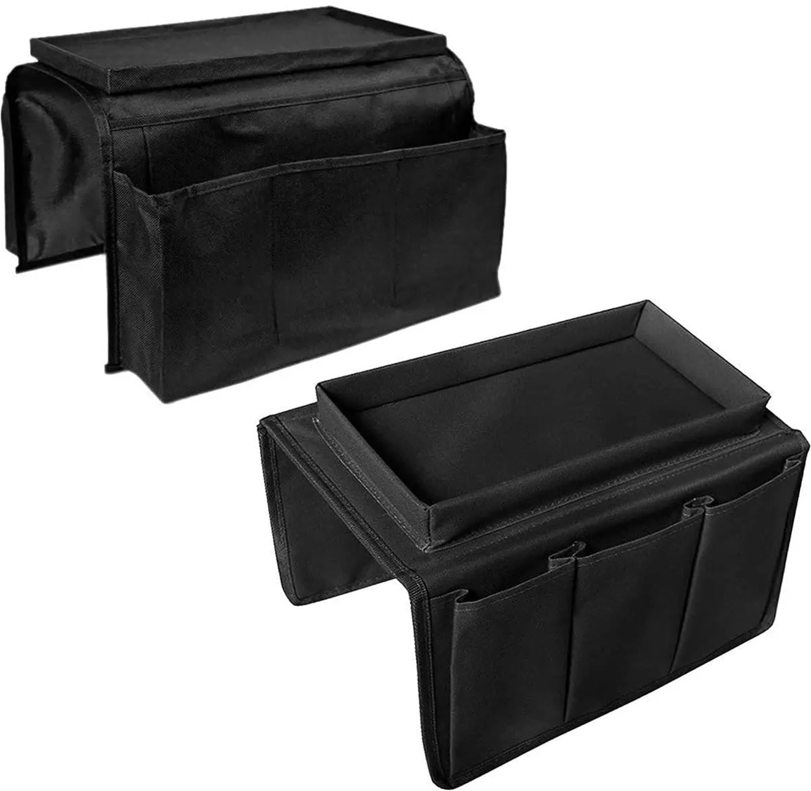 Organisateur d'accoudoir de canapé, Caddie Chaise, Pochette Rangement Chevet avec Poches, Support télécommande TV, Sac lit pour Télécommande, Téléphone(Grey)