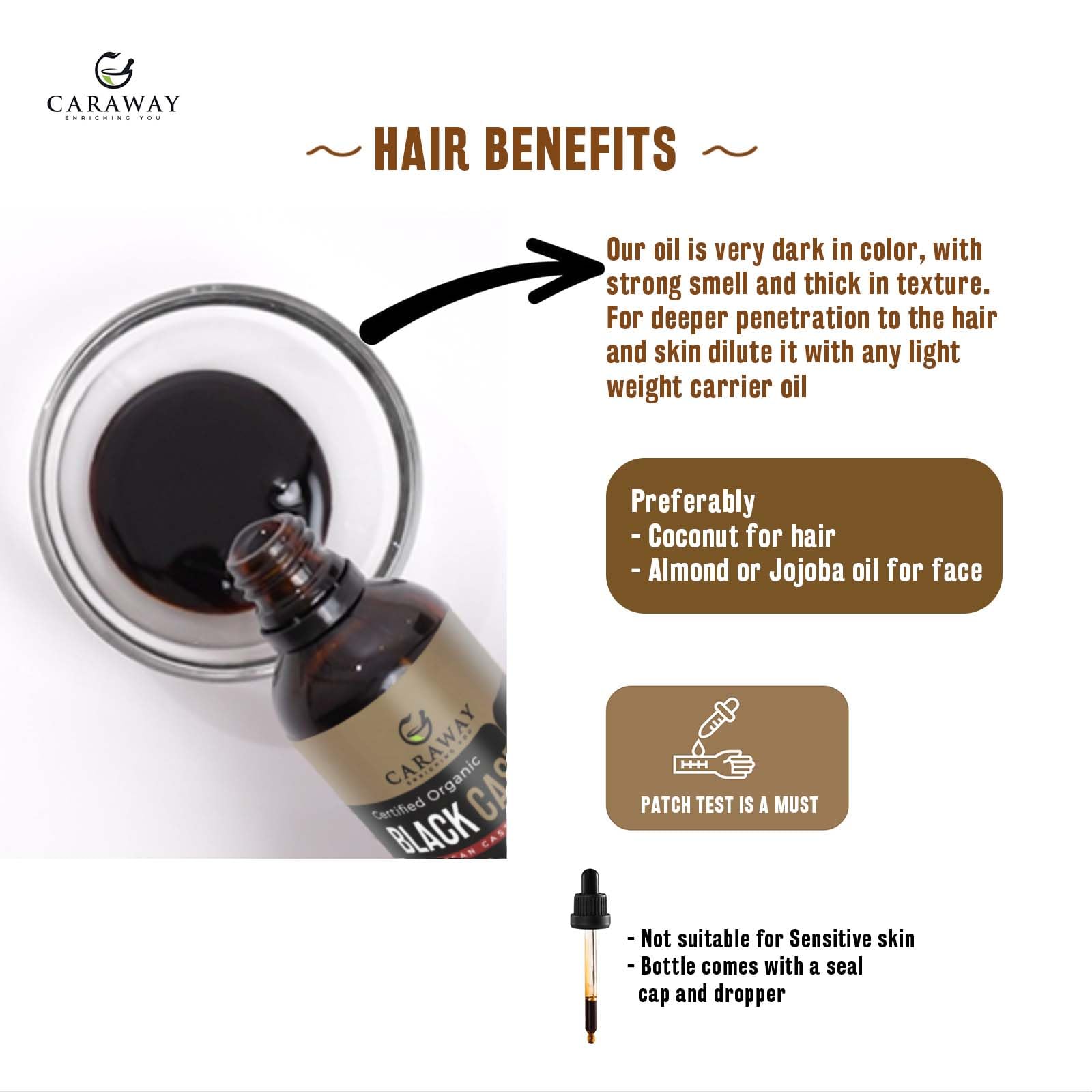 Caraway Jamaican Black Castor Oil - Cold-Pressed & Organic, Natural, 118 ml (Pack of 1) - Image 3