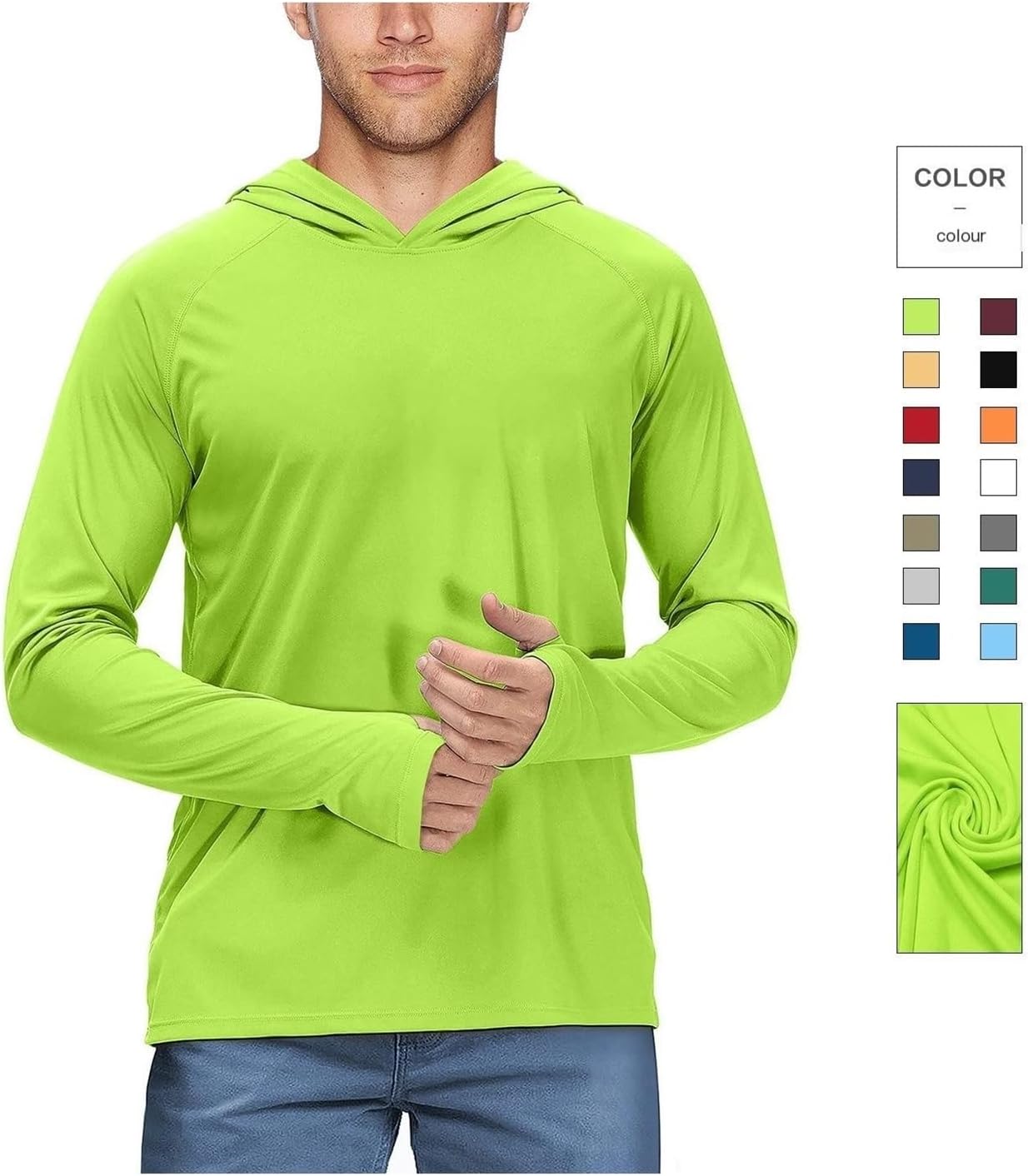 Men's Hooded Sun Protection Clothing, Ultra-Light and Breathable, Outdoor Hiking and Fishing Clothing UPF50+(White,XL)