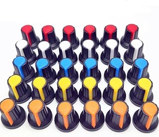 ezqnirk 30pcs 5color WH148 Potentiometer knob Cap(Copper core) 15X17mm 6mm Shaft Hole AG2 Yellow Orange Blue White Red 5color*6PCS=30PCS