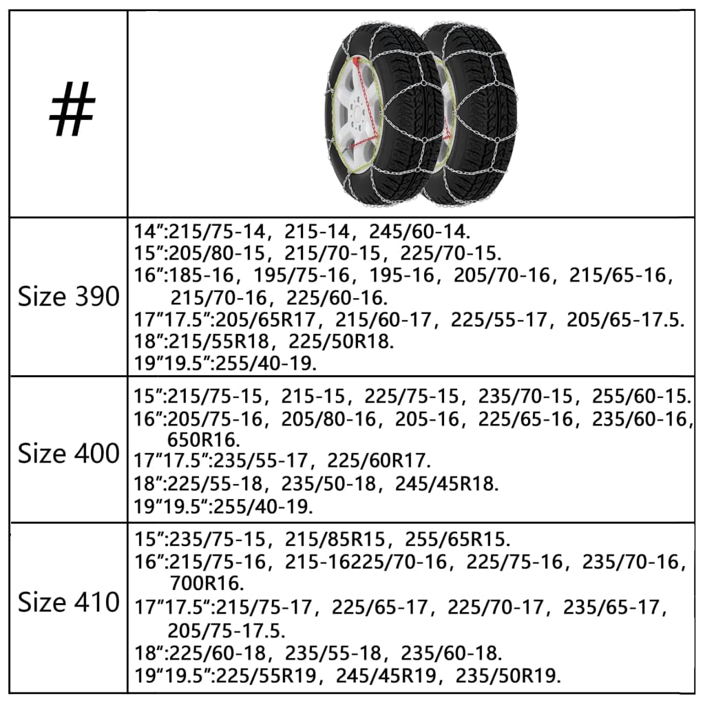 vidaXL 2x Schneekette für Autoreifen 16mm SUV 4x4 Schneeketten Mehrere Auswahl