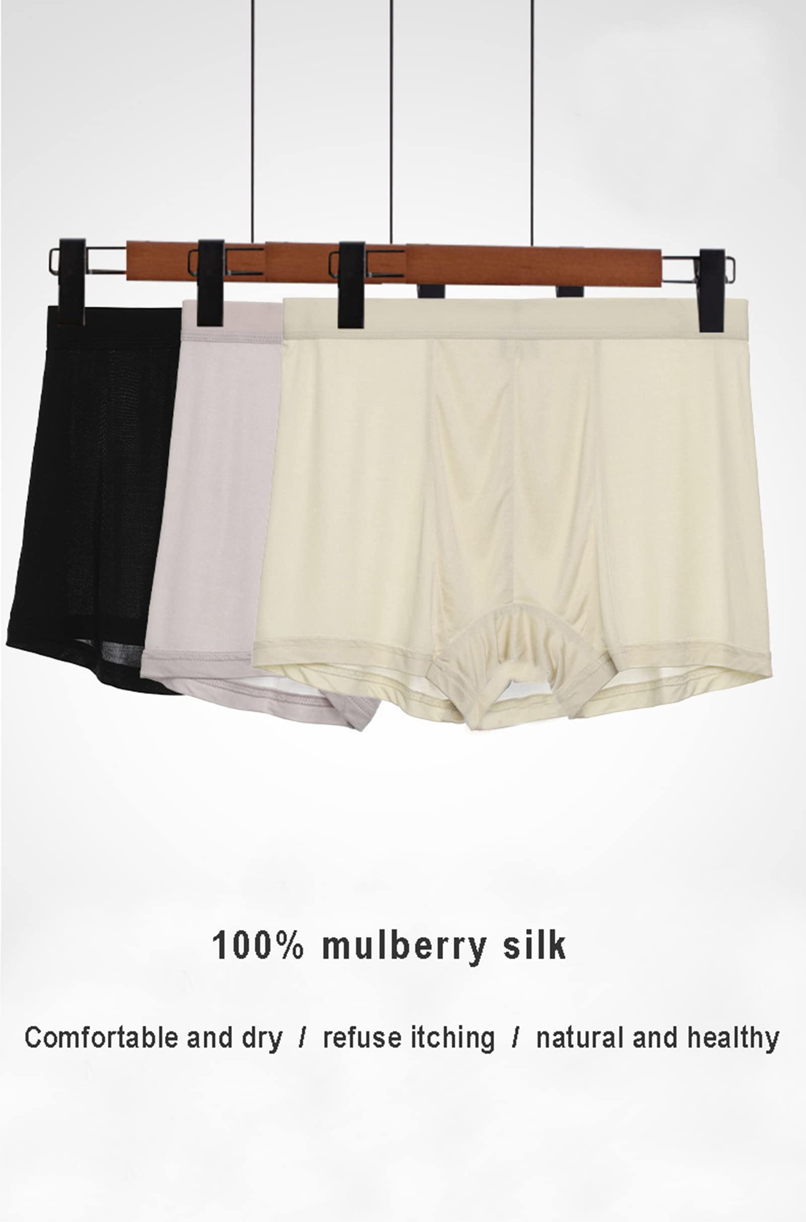 Ropa Interior De Los Hombres De La Seda De Mulberry, Calzoncillos Ligeros Suaves del Boxeador del Recorrido Bragas De Lujo del Satén