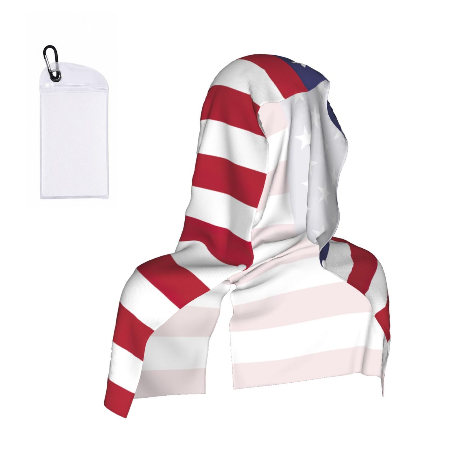 DUWAA American Flag Print Cooling Hooded Sports Towel, 30×60cm Quick Drying Summer Cool Head Wrap For Neck And Face