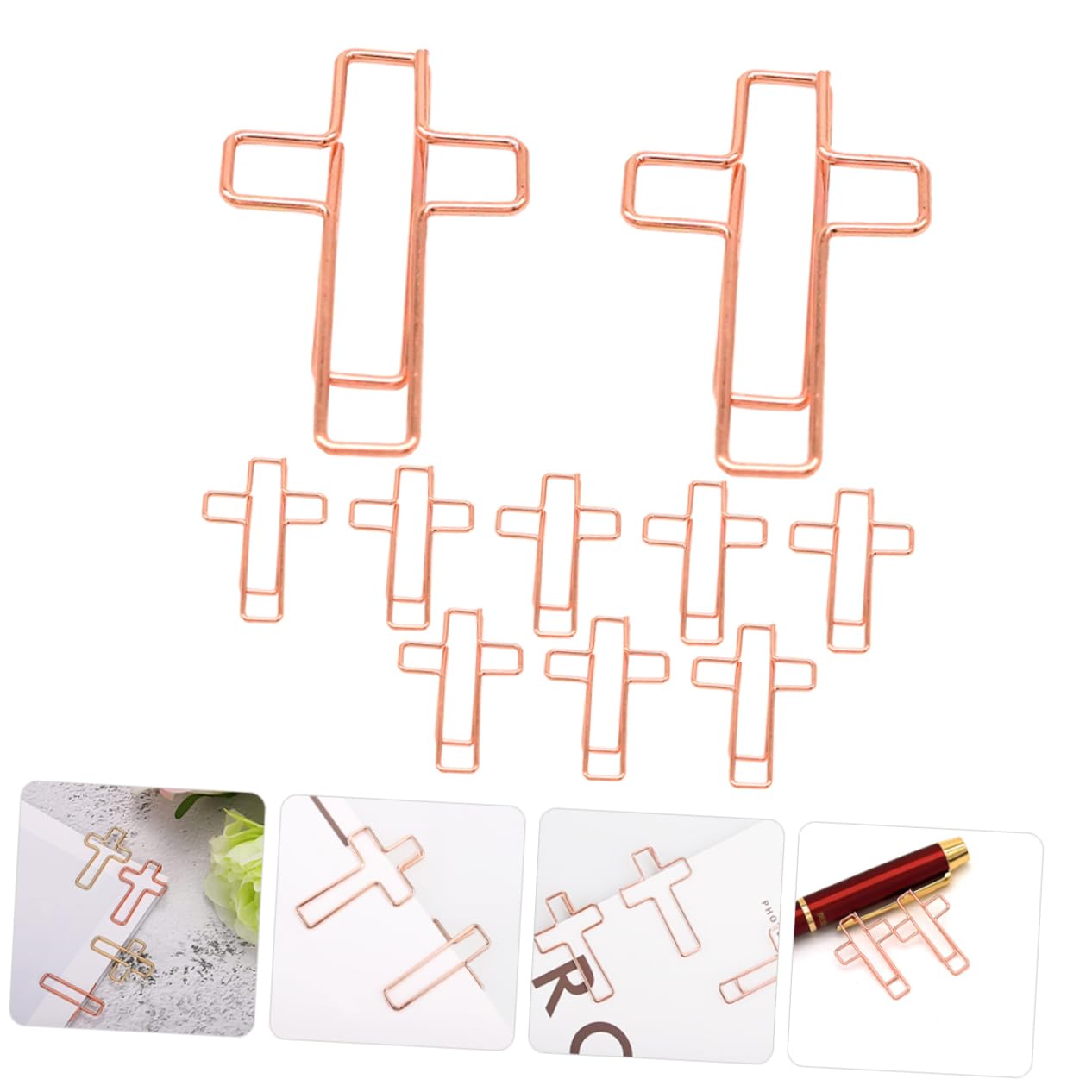 VILLCASE 10 Pezzi fermaglio a croce graffette pastello grandi graffette porta graffette graffetta graffette graffette clip nere pinze per carta graffetta a croce Metallo Rose Gold