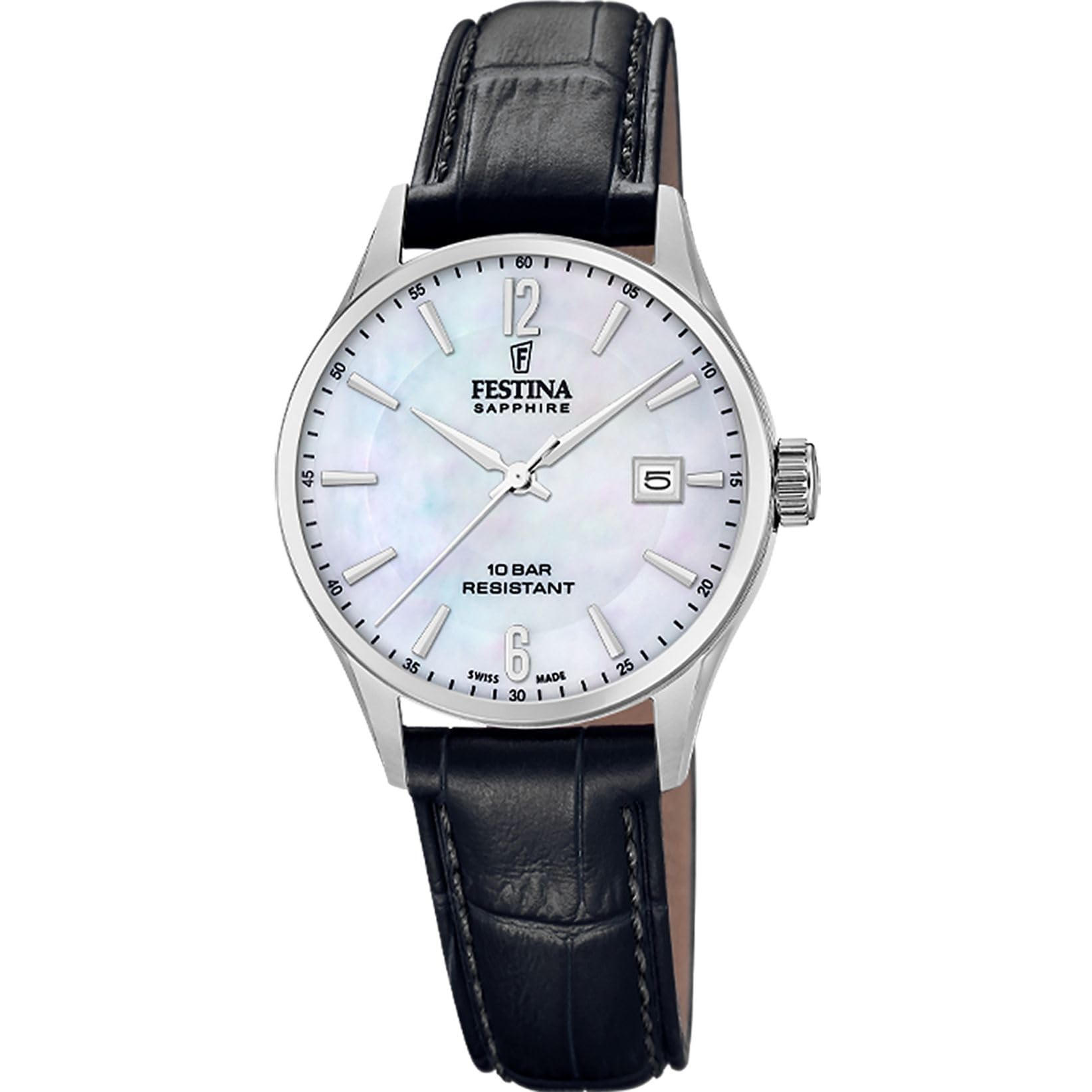 Festina Swiss Made Orologio Donna Analogico in Pelle Nero