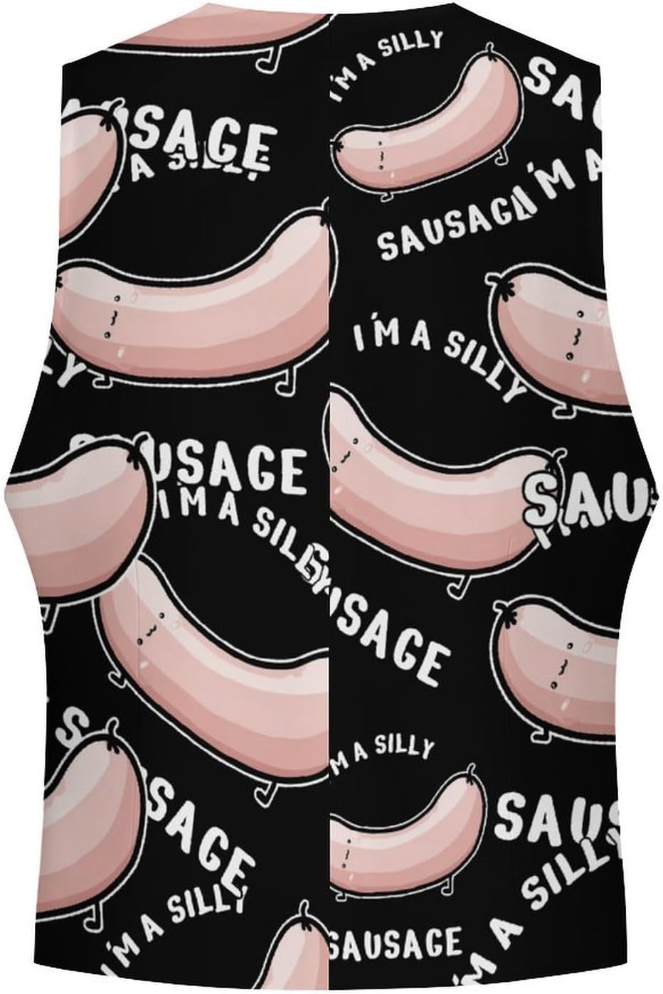 Funny Sausage Men's Formal Suit Vest Slim Waistcoat for Business Tuxedo Dress