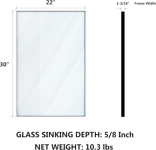 Miniatura 2 de Espejo de baño con marco de metal negro para pared, espejo rectangular de esquina cuadrada de 22 x 30 pulgadas, espejo de tocador de baño moderno,