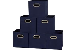 Household Essentials 81-1 Foldable Fabric Storage Bins | Set of 6 Navy...