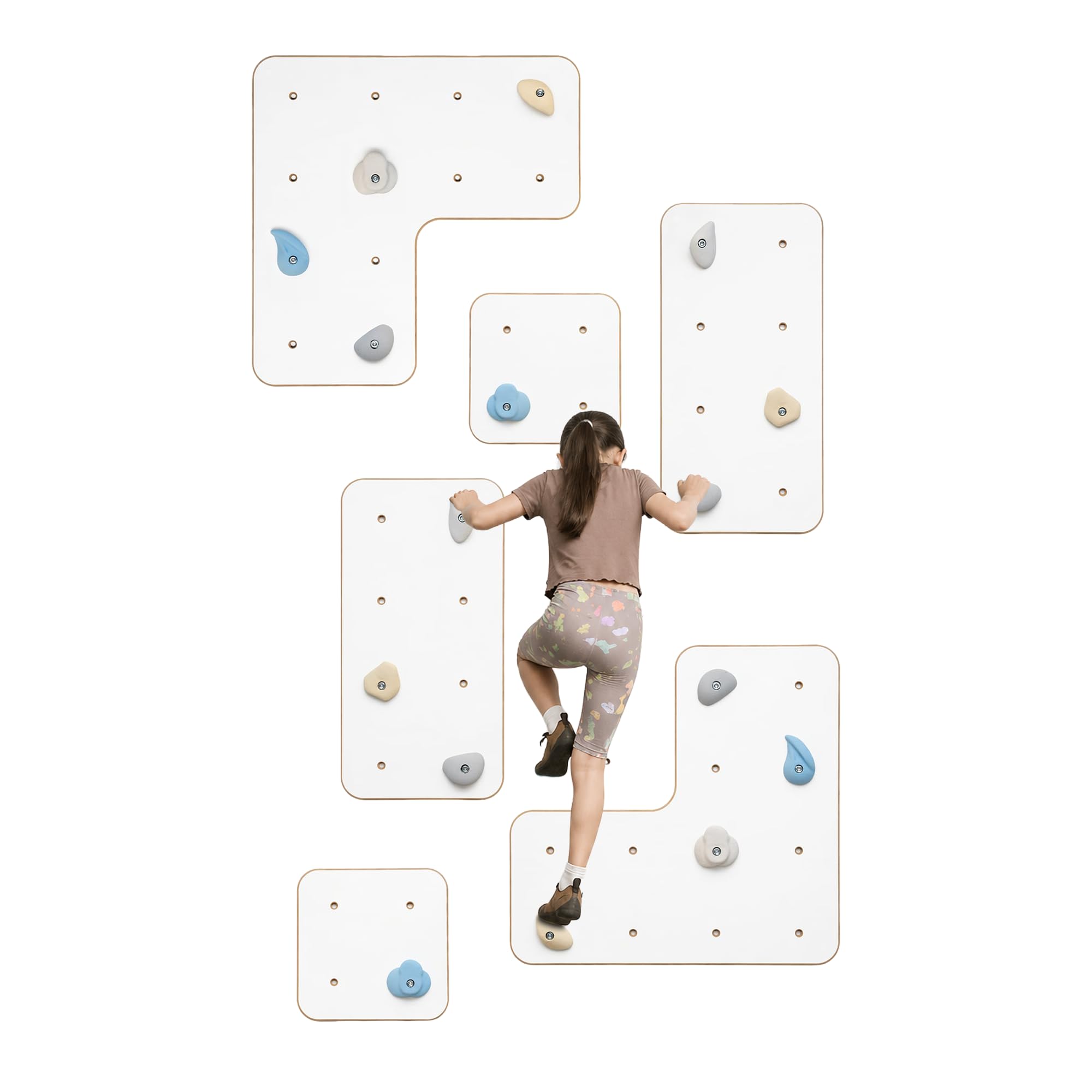 MAMOI® Pared de Escalada para Interiores con Asas, Moderna Pared de Escalada para la habitación, Tablero de Madera Blanca, Juego de Escalada para Montaje