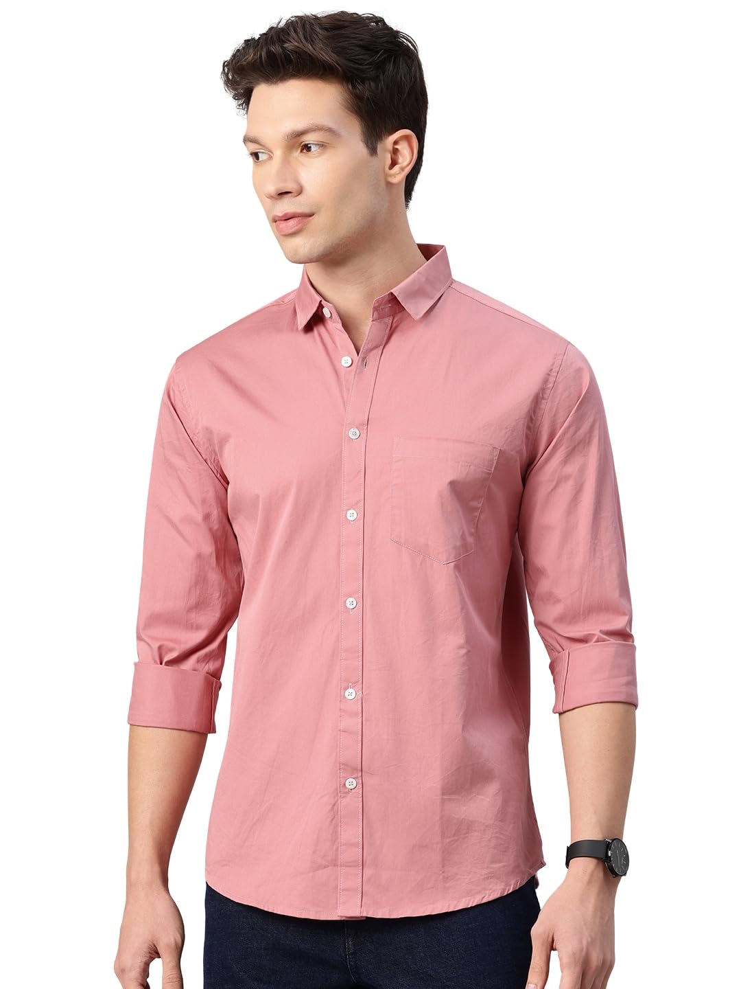 Majestic Man Men’s Cotton Slim Fit Solid Casual Shirt