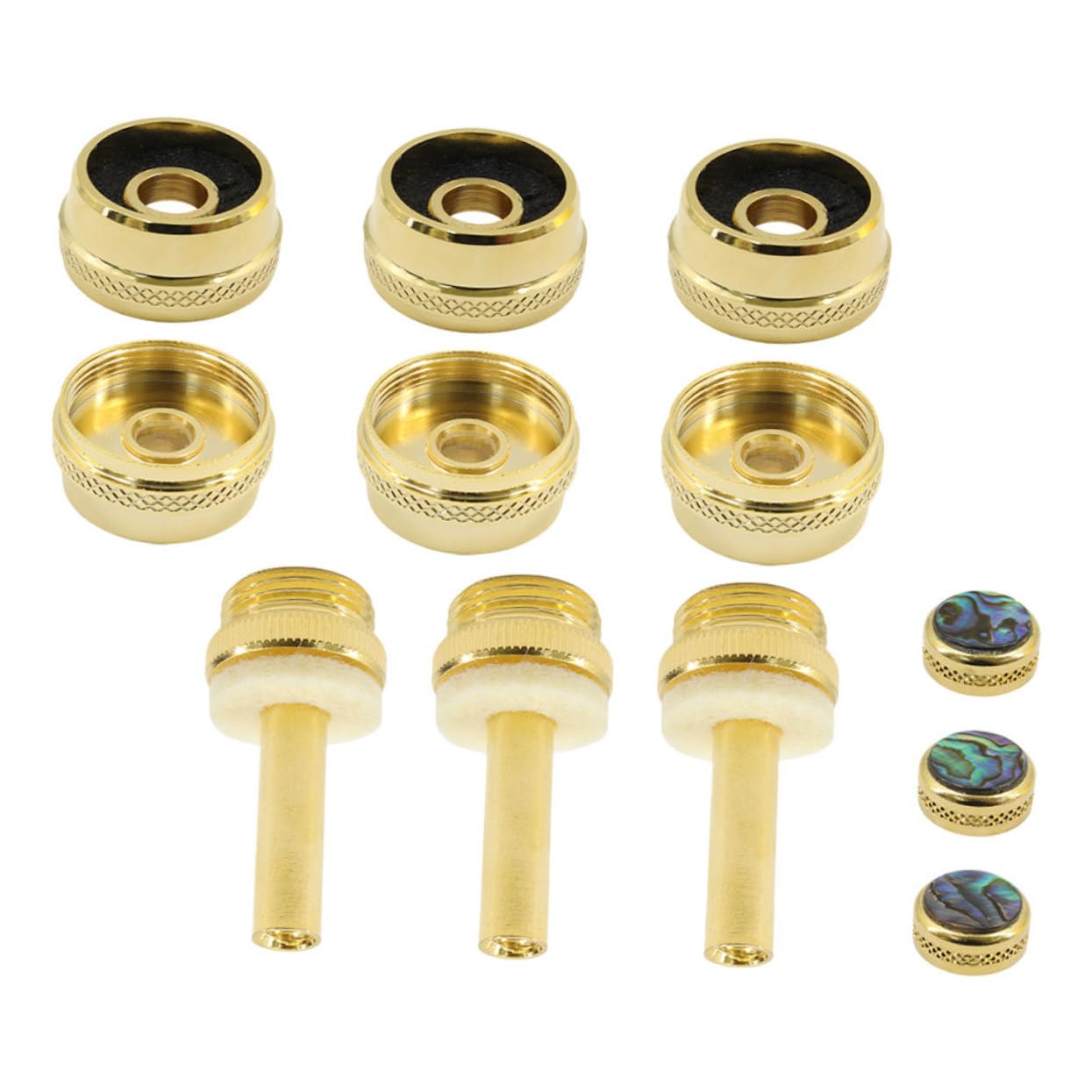 Toyvian Botones de Pistón para Trompeta, Metal Dorado, Repuesto para Músicos, Kit de Reparación Tapas y Varillas, Accesorios de Instrumento