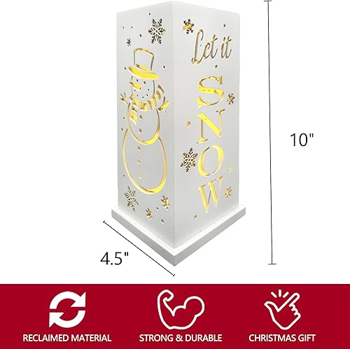 Miniatura 8 de Decoraciones de Navidad para el hogar, letrero de muñeco de nieve LED iluminado con temporizador, diseño hueco, letrero de mesa de madera estilo