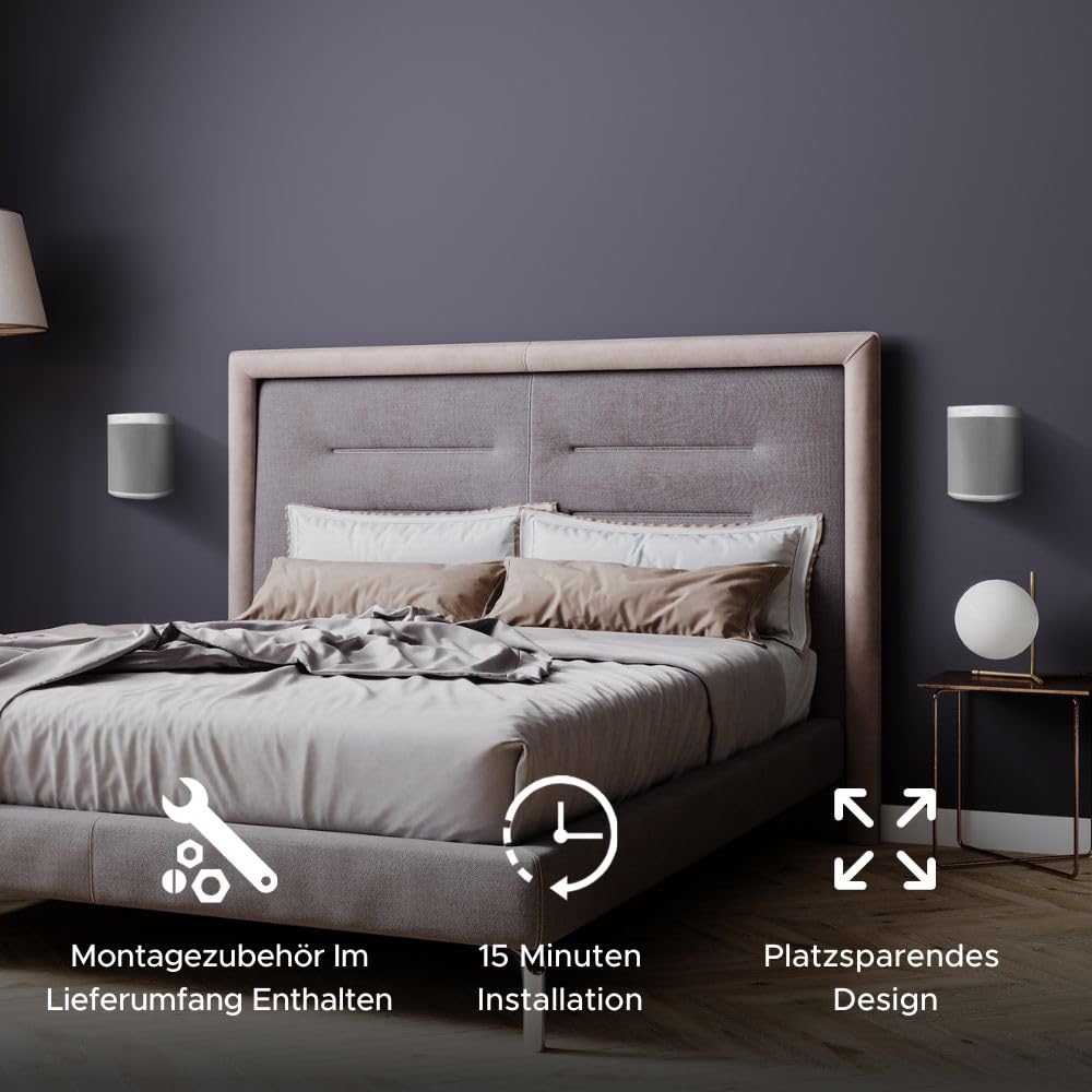 ONE, ONE Gen 2, ONE SL & Play:1 Wandhalterung, Doppelpack, weiß, kompatibel mit Sonos ONE, ONE Gen 2, ONE SL & PLAY1 Lautsprecher