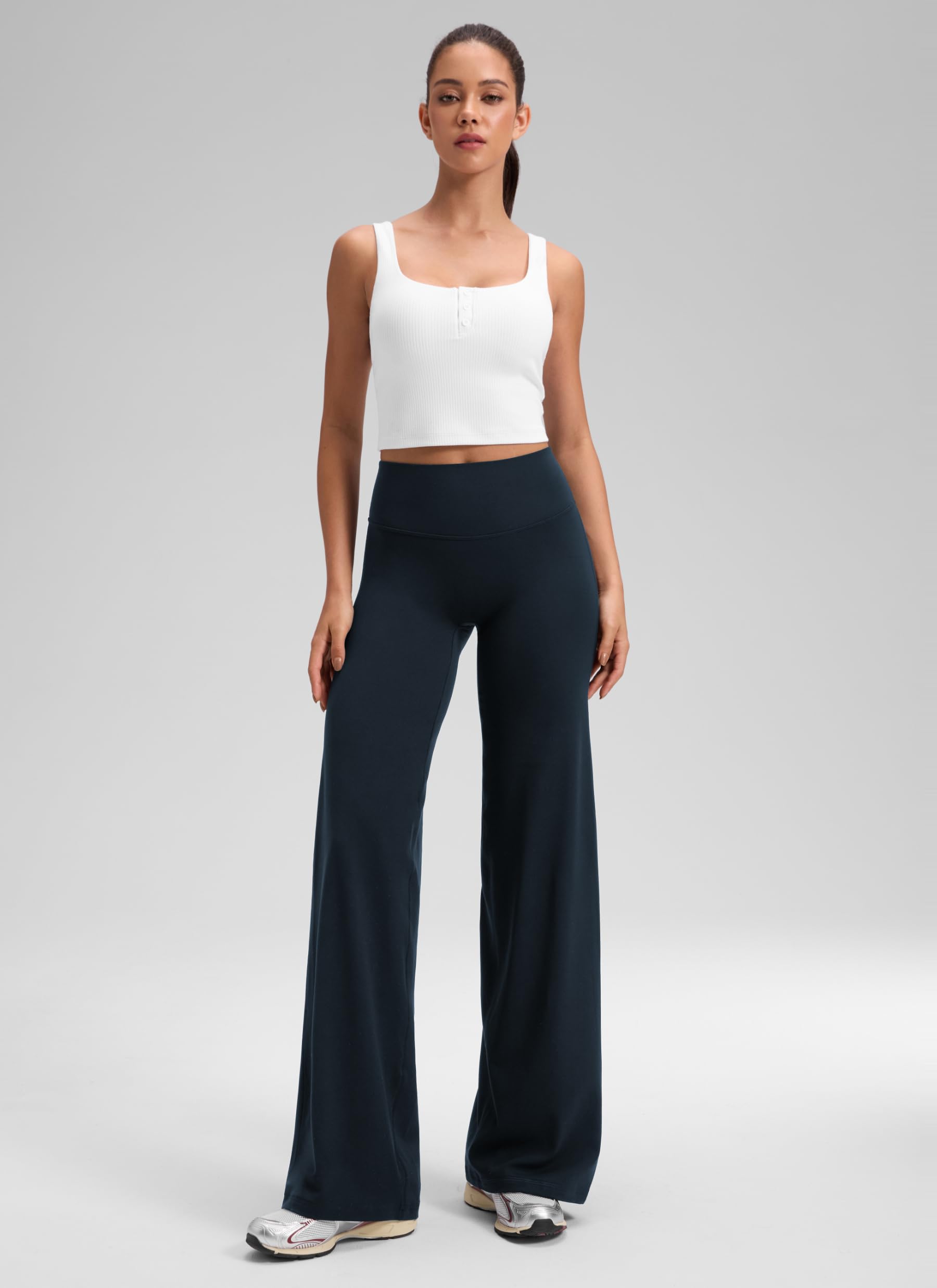 CRZ YOGA Softretch Pantalones Anchos - 71/76/81cm | Sin Costura Frontal, Ultra Cómodo, Tacto Sobre la Piel, Yoga, Casual, Cintura Alta, para Mujer