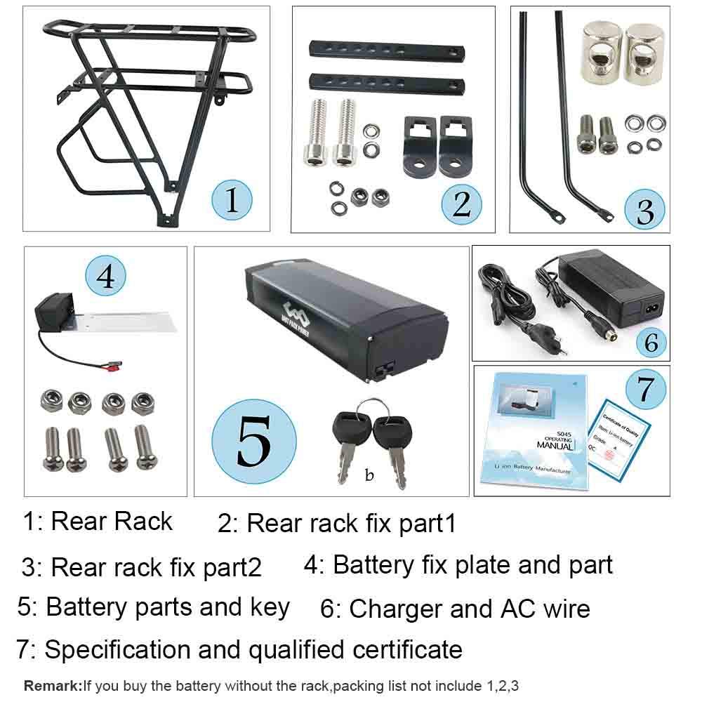 Unit Pack Power Akumulator 48 V 20 Ah – akumulator do roweru elektrycznego, do rowerów elektrycznych 500 W, 750 W, 1000 W, akumulator do roweru elektrycznego, do bagażnika samochodowego typu Ba-fang