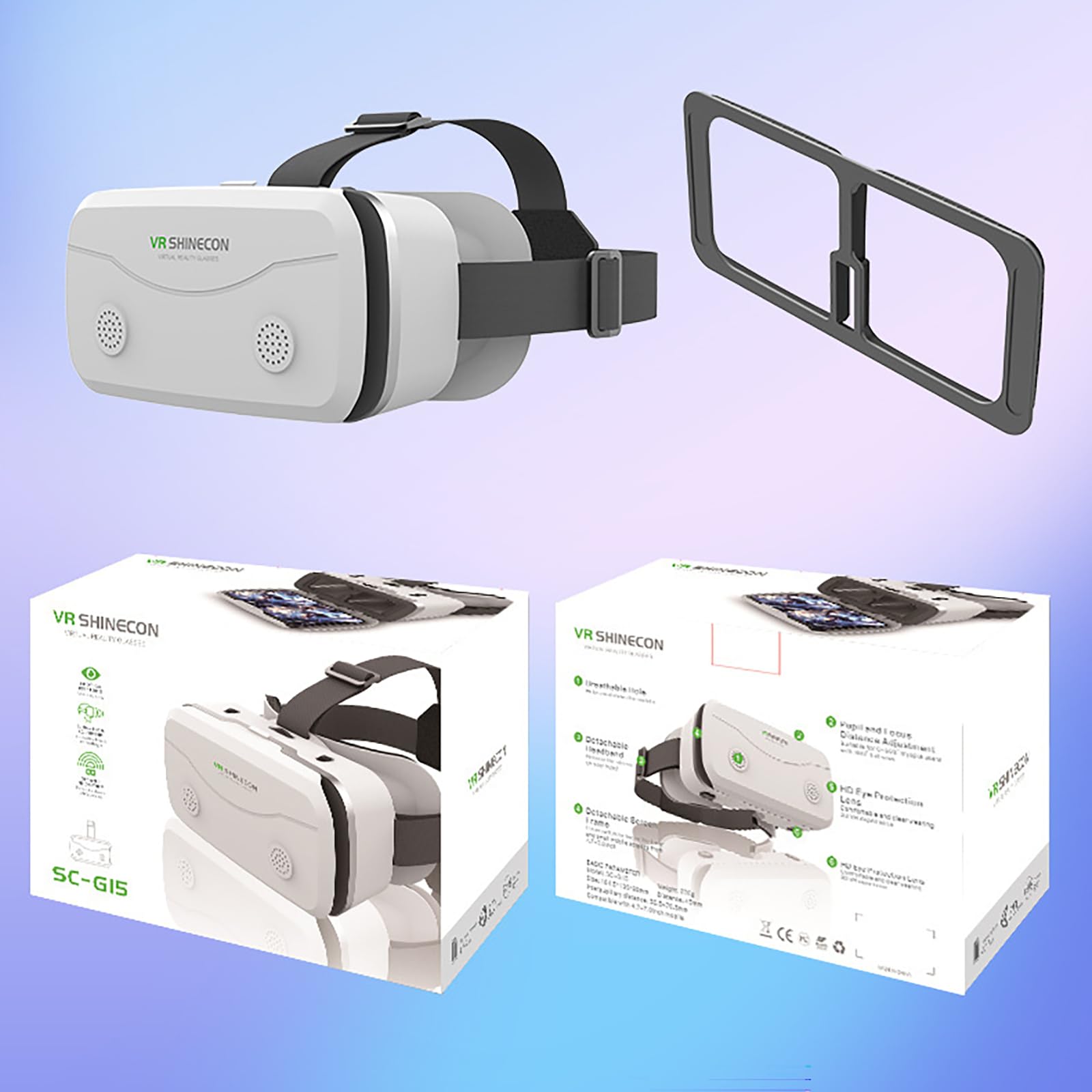 Occhiali VR 3D, Cuffie Realtà Virtuale HD per Smartphone 5 a 7 pollici, Visore VR Compatibile iOS/Android, per Film e Giochi (White)