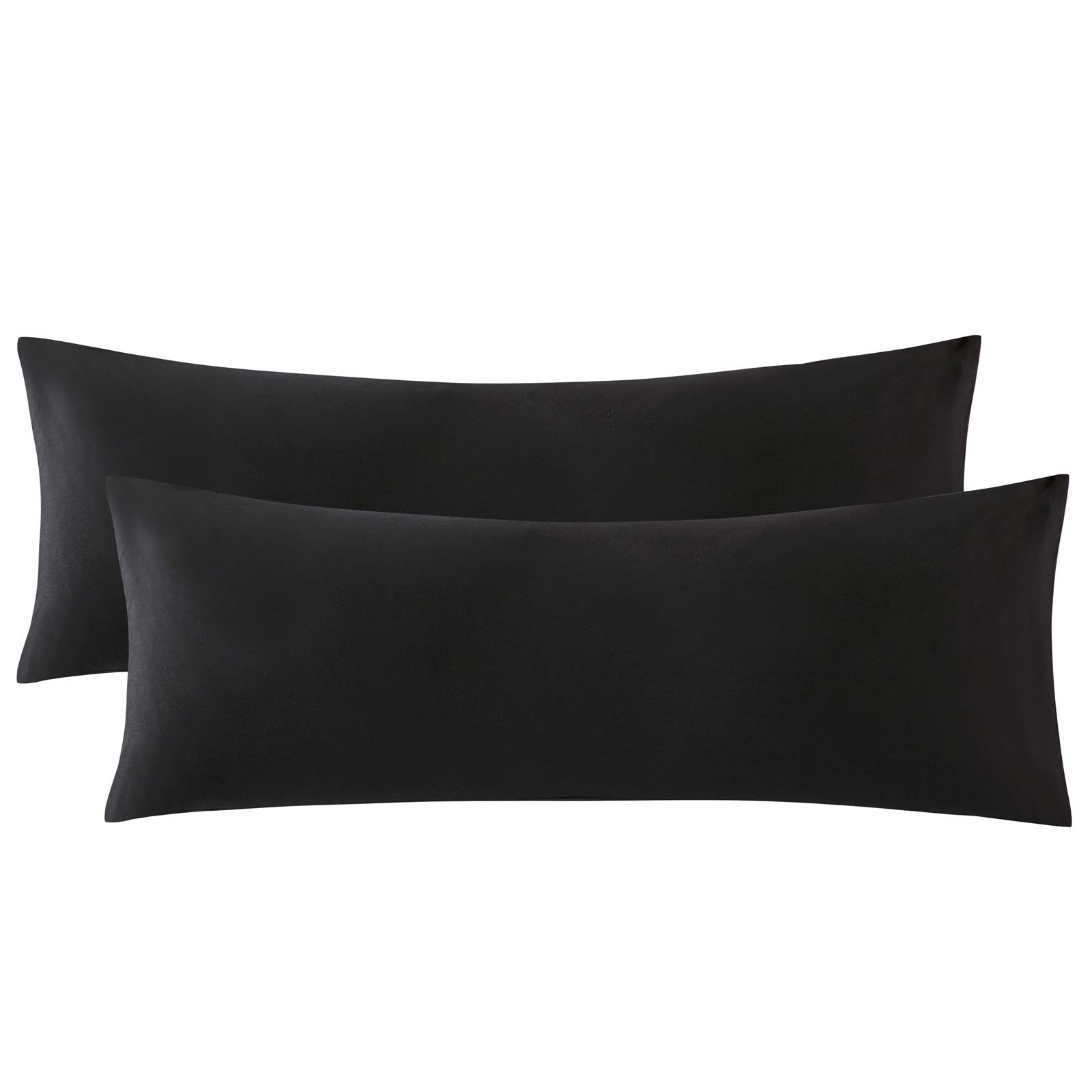 KKJIAF 2Pcs Body Pillowcases, 1800 Thread Count Microfiber, Black, 20 x 54 Inch