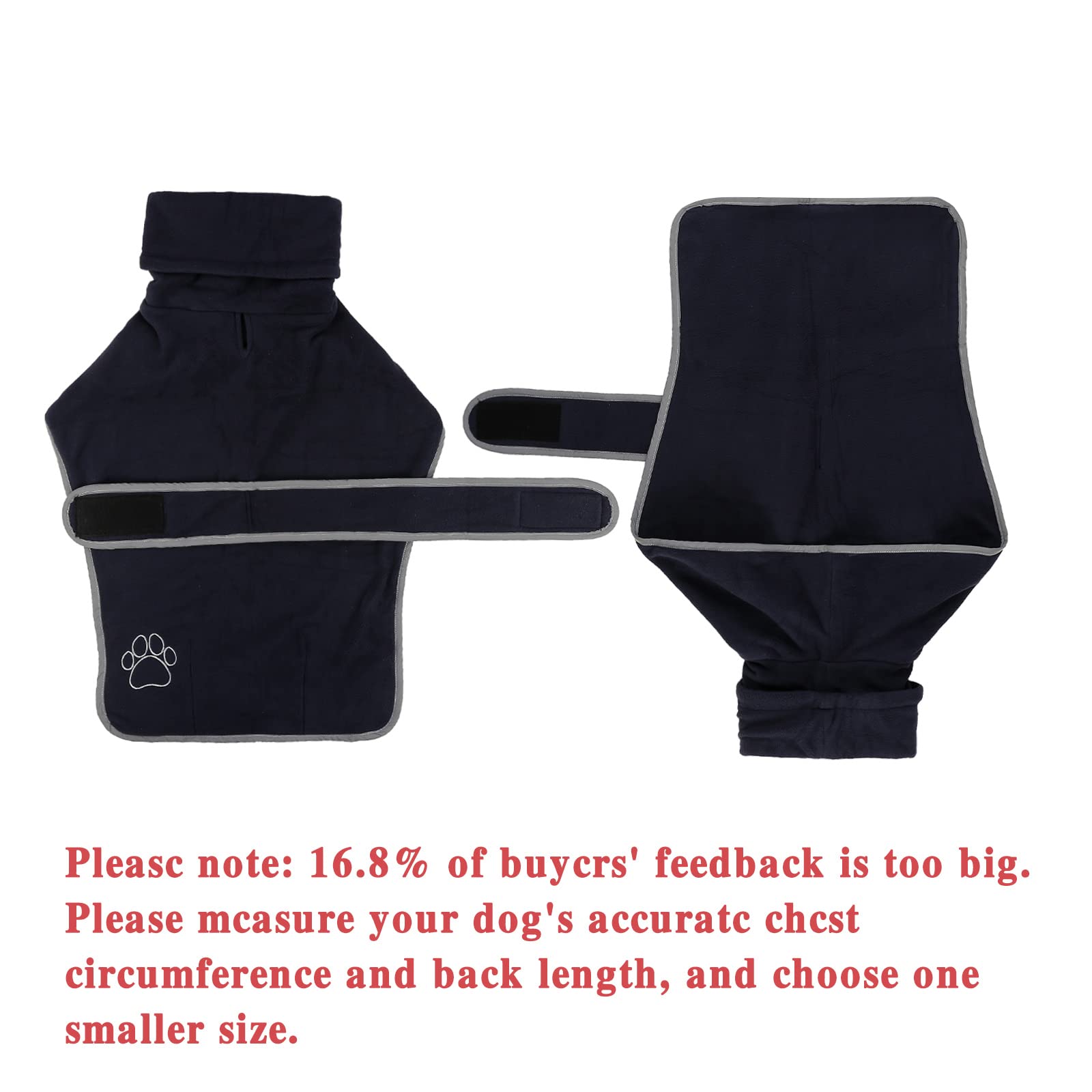 Manteau en Polaire pour Lévrier - Manteau d'Hiver avec Doublure Chaude et Bandes Réglables pour Salukis (Taille L, Bleu Marine)