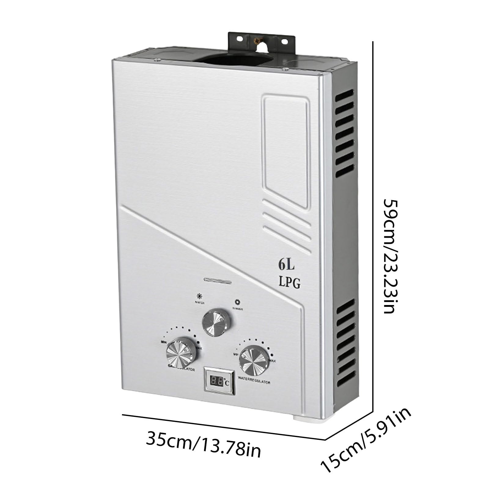 Chauffe-Eau à Gaz Instantané 6L, Chauffe-eau Instantané 12KW GPL avec Pommeau de Douche,Chauffe-eau à Gaz pour Maison Camping Caravane (6L)