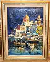 油絵手がき肉筆画直筆  イタリアの画家 コルシーニ(物故作家)画歴あり 油絵手がき肉筆画直筆 イタリアの画家 コルシーニ(物故作家)画歴