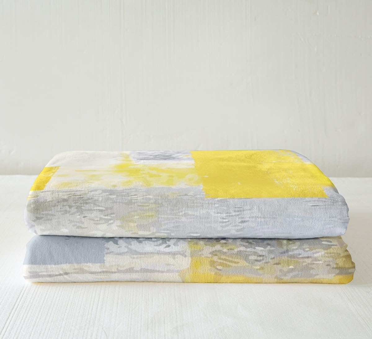 Feelyou Geometric Blanket 60"x80" for Bed Sofa Couch Throw Blanket Modern Art Fleece Blanket Gray Yellow Stripe Sherpa Blanket for Boys Girls Kids Adults