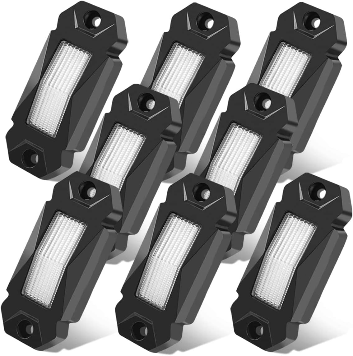 R2 White LED Rock Lights 8PCS for JE-EP Trucks Off Road ATV UTV SUV RZR Pure White Under Body Light Super Bright High Power Under Glow Light Trail Rig Lights Waterproof for Car Auto Boat