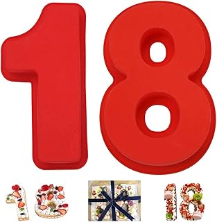 Moule à Gâteau Silicone,Moule Number Cake,Numériques en Moule à Cake Grand Nombre de18 pour Crème de Gâteau aux Fruits Gâteau de Mariage d'anniversaire Bonbons