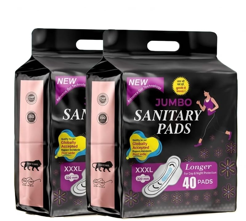 JUMBO EXTRA COMFORT Drynet Sanitary Pads for Women XXXL | 320mm Length | Jumbo Pack of 80 Pads (2×40) | Advance Gel Technology | Maxi Ultra Soft Day & Night Protection-image-22