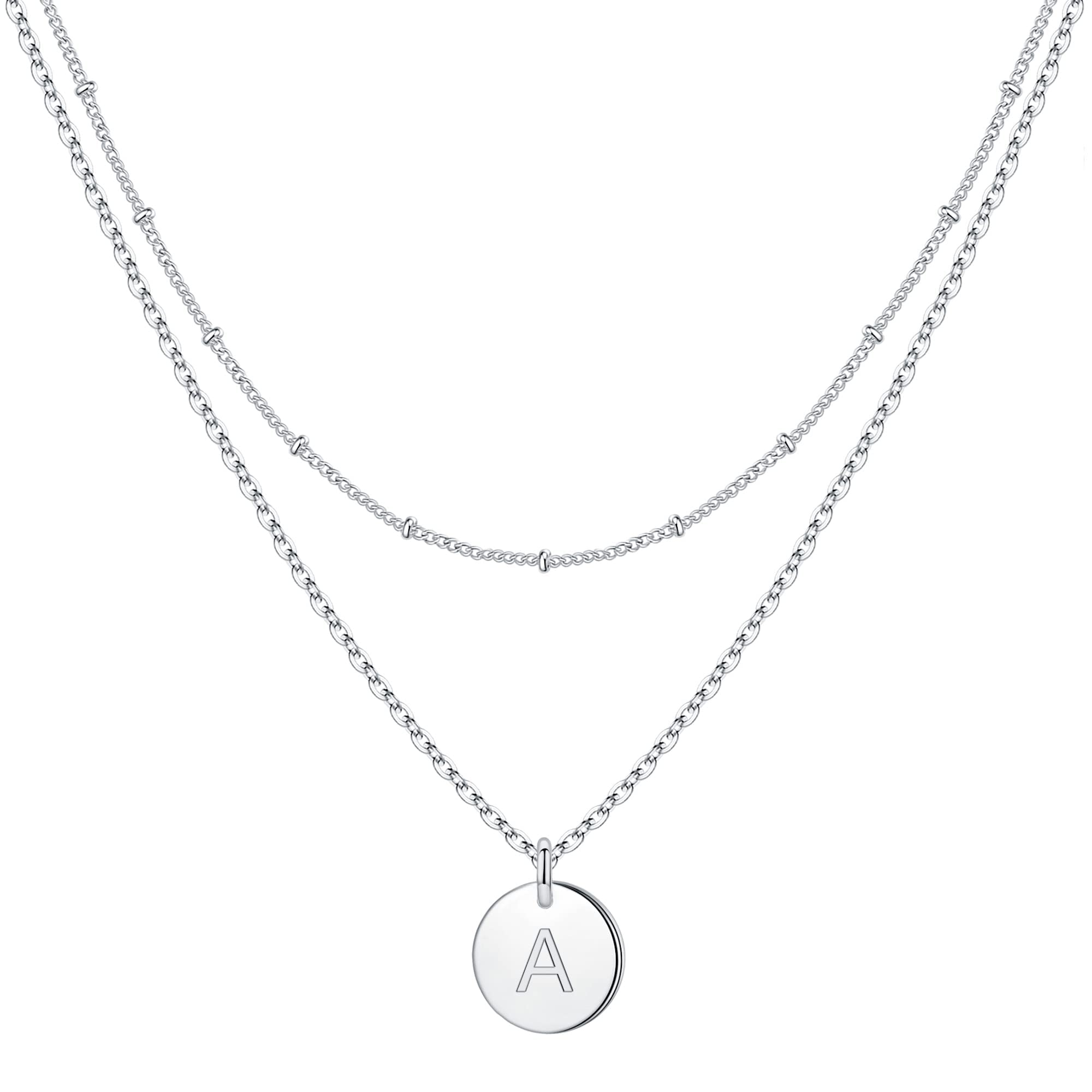 TINGN Buchstaben Kette Damen Mädchen - 14 Karat Vergoldet Ketten Doppelter Seite Gravierter Ketten Damen Buchstaben Kette Layering Halsketten Geschenke für Frauen Teenager Mädchen Schmuck
