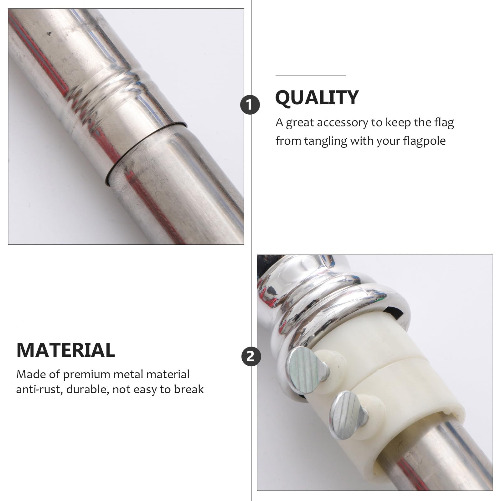 SEWACC Kit de Mât de Drapeau Extérieur 6ft en Acier Inoxydable avec Support en Aluminium Rotatif, Embout Doré Rond, Base Couleur Aléatoire, pour Jardin et Terrasse Couleur Aléatoire