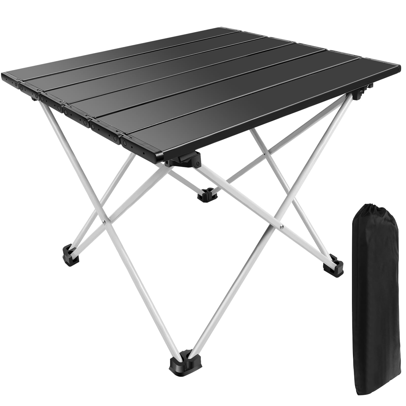 40 x 34.5cm Roll Up Portable Camping Table with Storage Bag, 2-4 Person Aluminum Folding Picnic Table, Lightweight Foldable Camp Kitchen Cooking Table, Outdoor Collapsible Table for Fishing Hiking — image 1