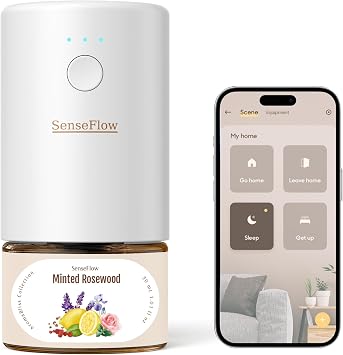 SF101S Pro Smart Plug In Air Freshener, Waterless Essential Oil Diffuser, Non-Toxic Aroma Diffuser, Adjustable 120-Day Natural Scent Mist, Covers 1000 Sq Ft- Free 30ml Minted Rosewood