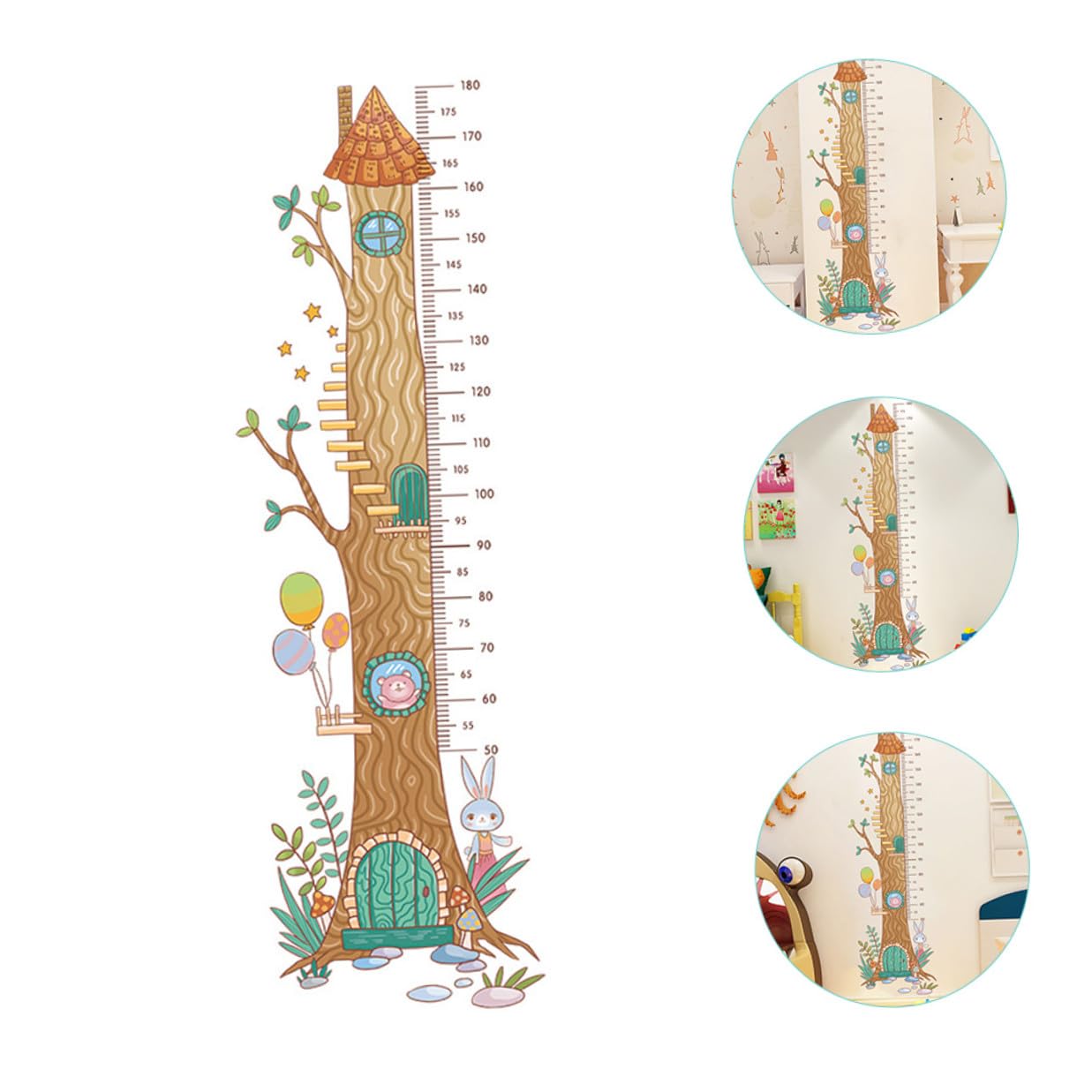 Growth Chart Wall Decal Height Ruler Sticker for Kindergarten Self-Adhesive PVC Measuring Chart for Home Decoration Removable and Odorless
