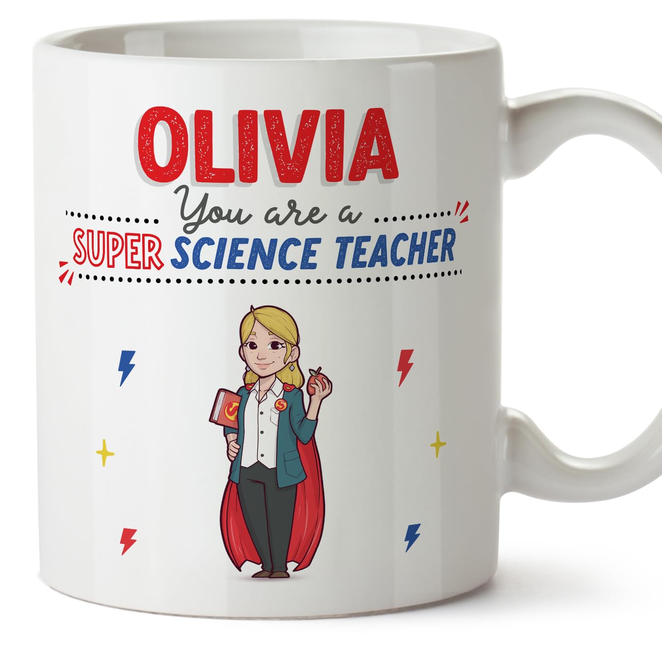 MUGFFINS Personalised Mug for Science Teacher Woman - in English - You are Super! - Funny Custom Gift for Colleagues - Ceramic 11oz Mug