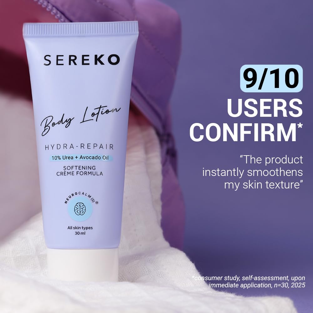 Sereko 10% Urea & Avocado Oil Body Lotion 30ML | For Strawberry legs, Detans, Rough Bumpy skin| Body lotion for Men & Women | AHA BHA free | Gentle Exfoliating | with 48H Moisturization | Very dry, flaky skin 4