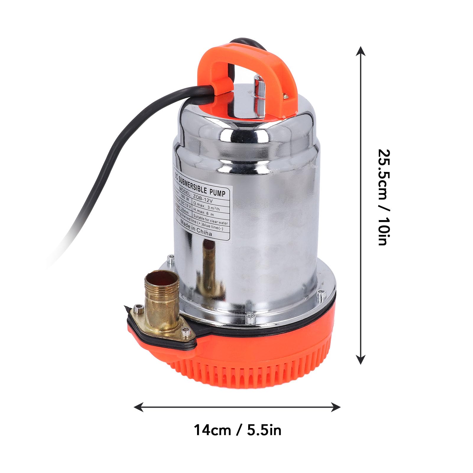 Generic Bomba Sumergible de CC Confiable, Bomba de Refuerzo Alimentada por Energía Solar de 12V para Tanque de Agua, Salida de 3 Metros³/h y 1 Pulgada