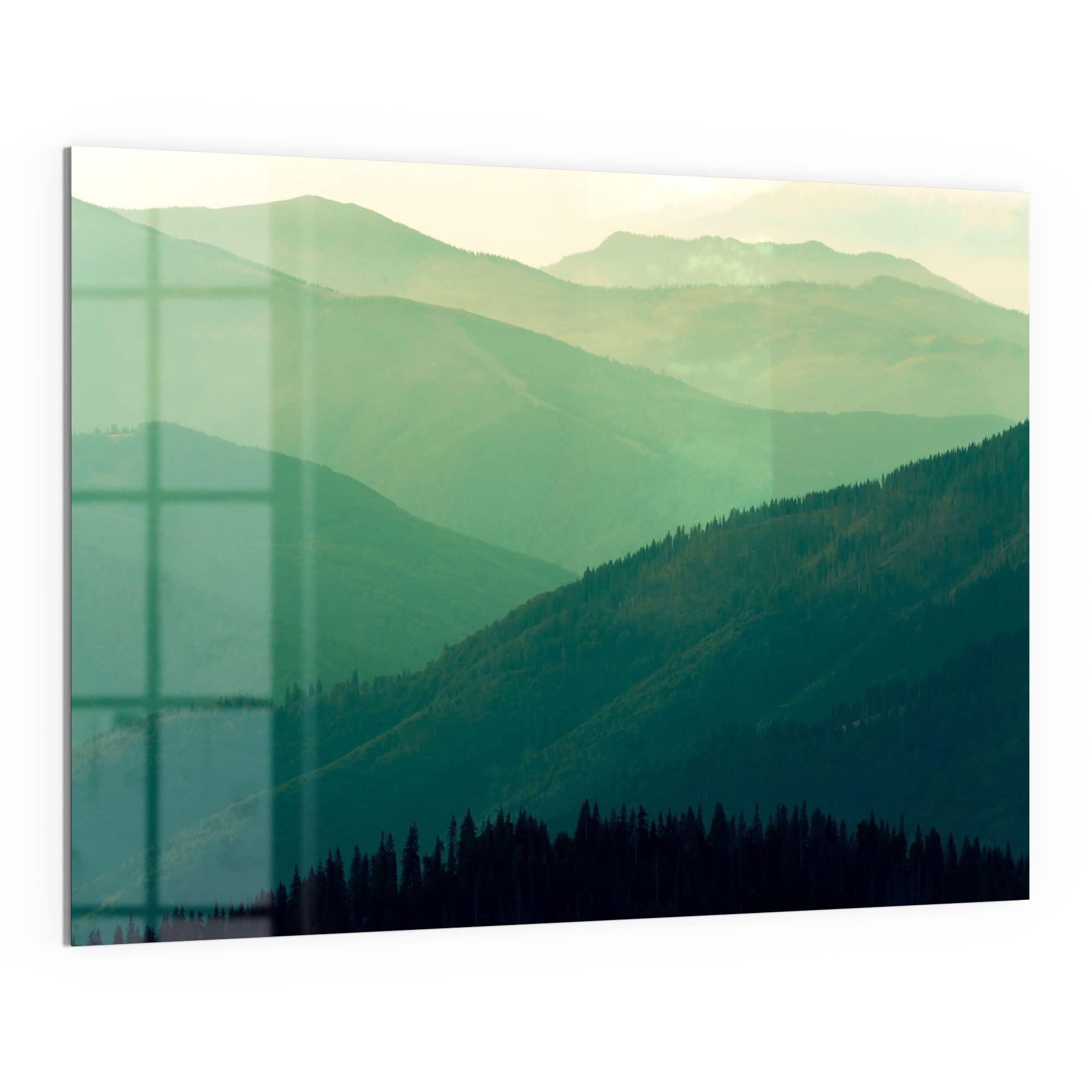DEQORI Szklana tablica magnetyczna, wymiary 120 x 90 cm, motyw "zaludnione wisze", tablica memo ze szkła, tablica magnetyczna z magnesami, długopisem i chusteczką do kuchni i biura, tablica magnetyczna i do pisania