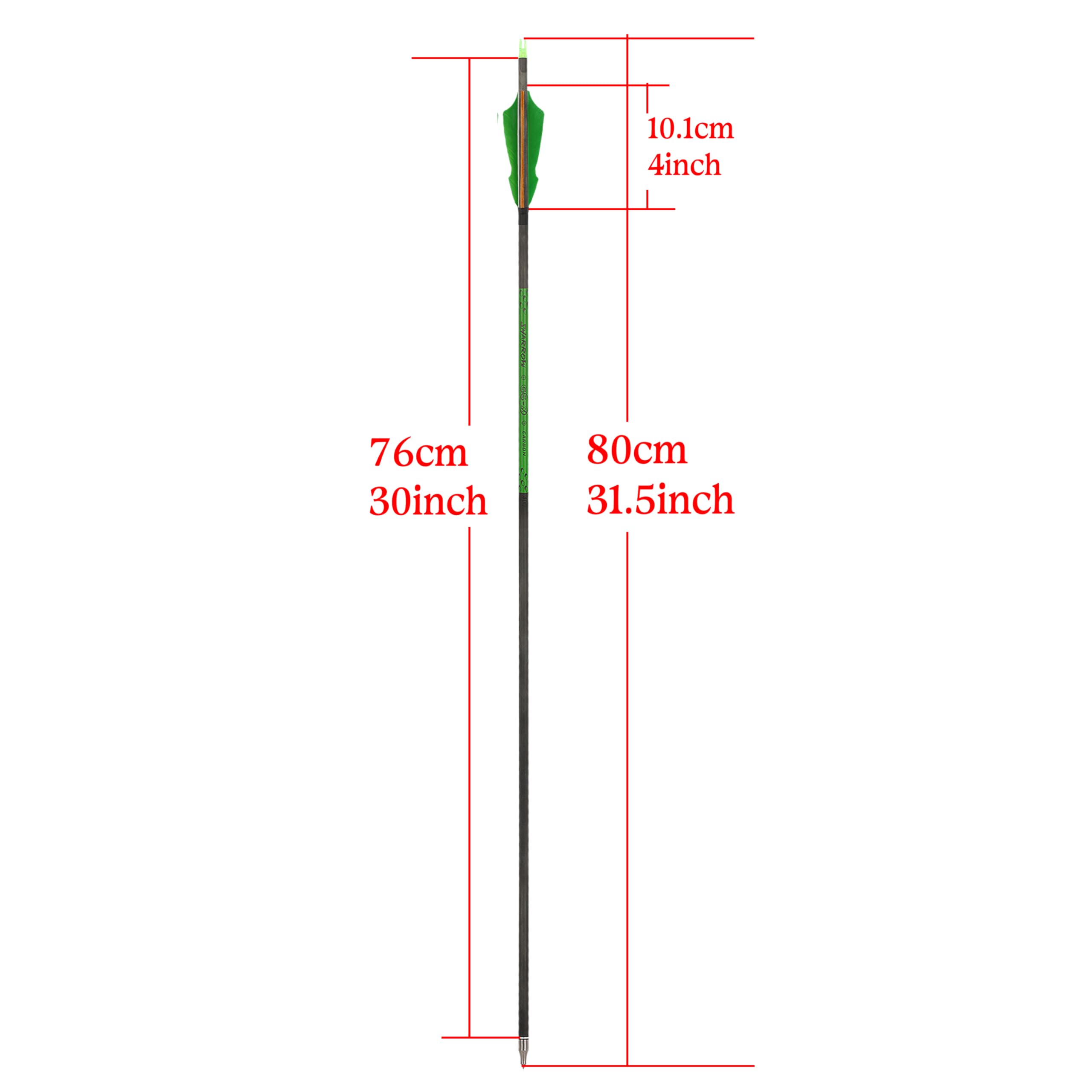 30" Freccia in Carbonio con Piume di Tacchino da 4", Spina 300/400/500/600/700/800 per Compound, Recurve e Arco Lungo, Ideale per Obiettivi e Caccia