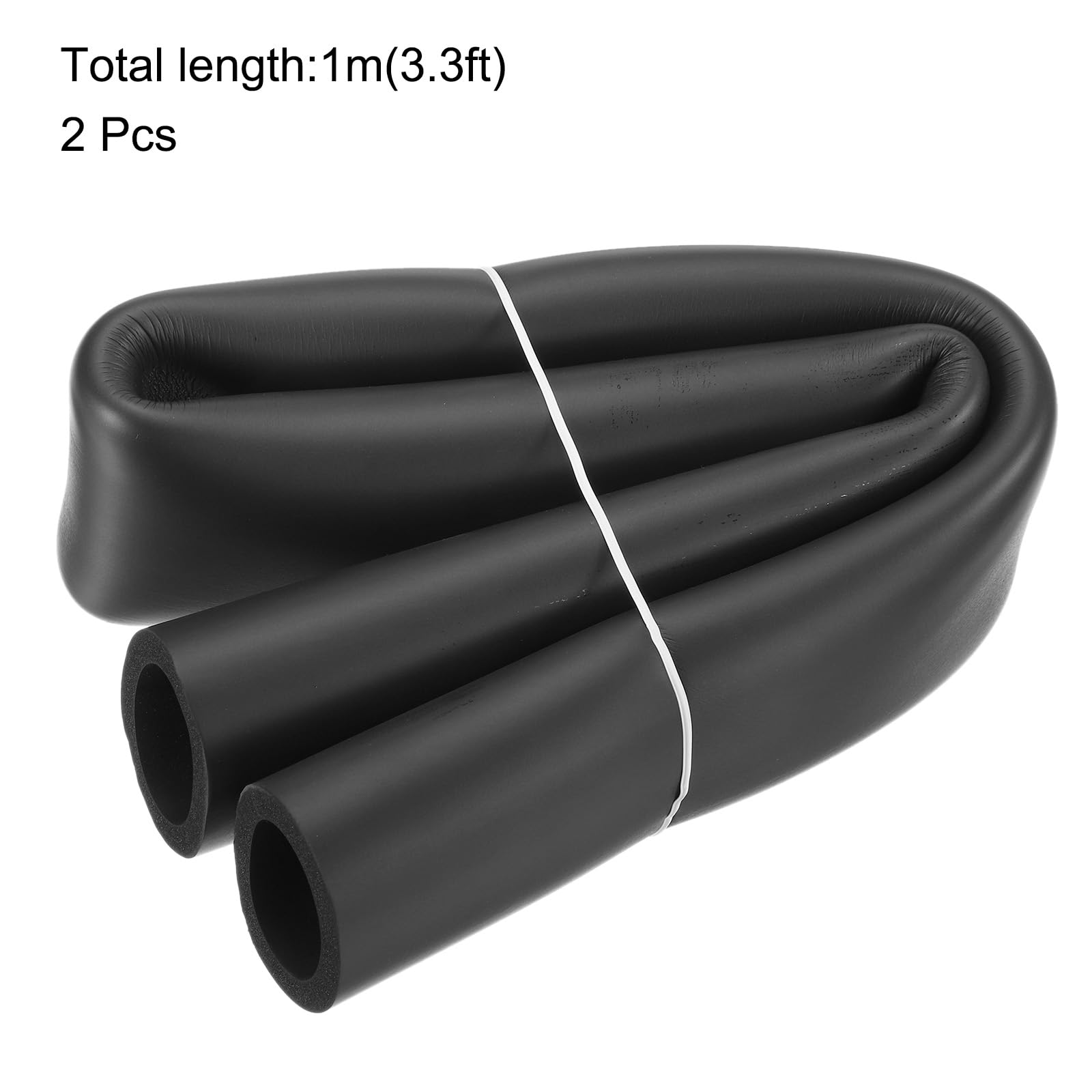 QUARKZMAN 2 x 1m Rohrisolierung Schaumstoff, Durchmesser 50mm Isolierstärke 7mm Heizungsrohr Verkleidung für Fitnessgeräte, Rohre (Schwarz)