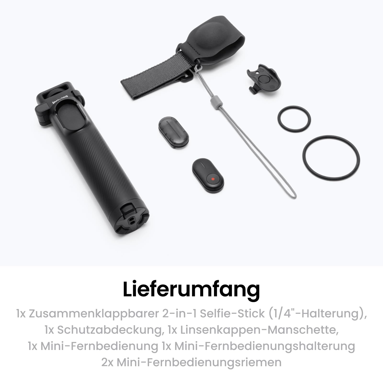 Insta360 Fernbedienungs-Kit für den 2-in-1 Klapp-Selfie-Stick mit Unsichtbarem Selfie-Stick, integriertem Stativ, ideal für Vlogging, Wandern, Gruppenaufnahmen, für X5, X4 Air, X4, X3 Action-Cams