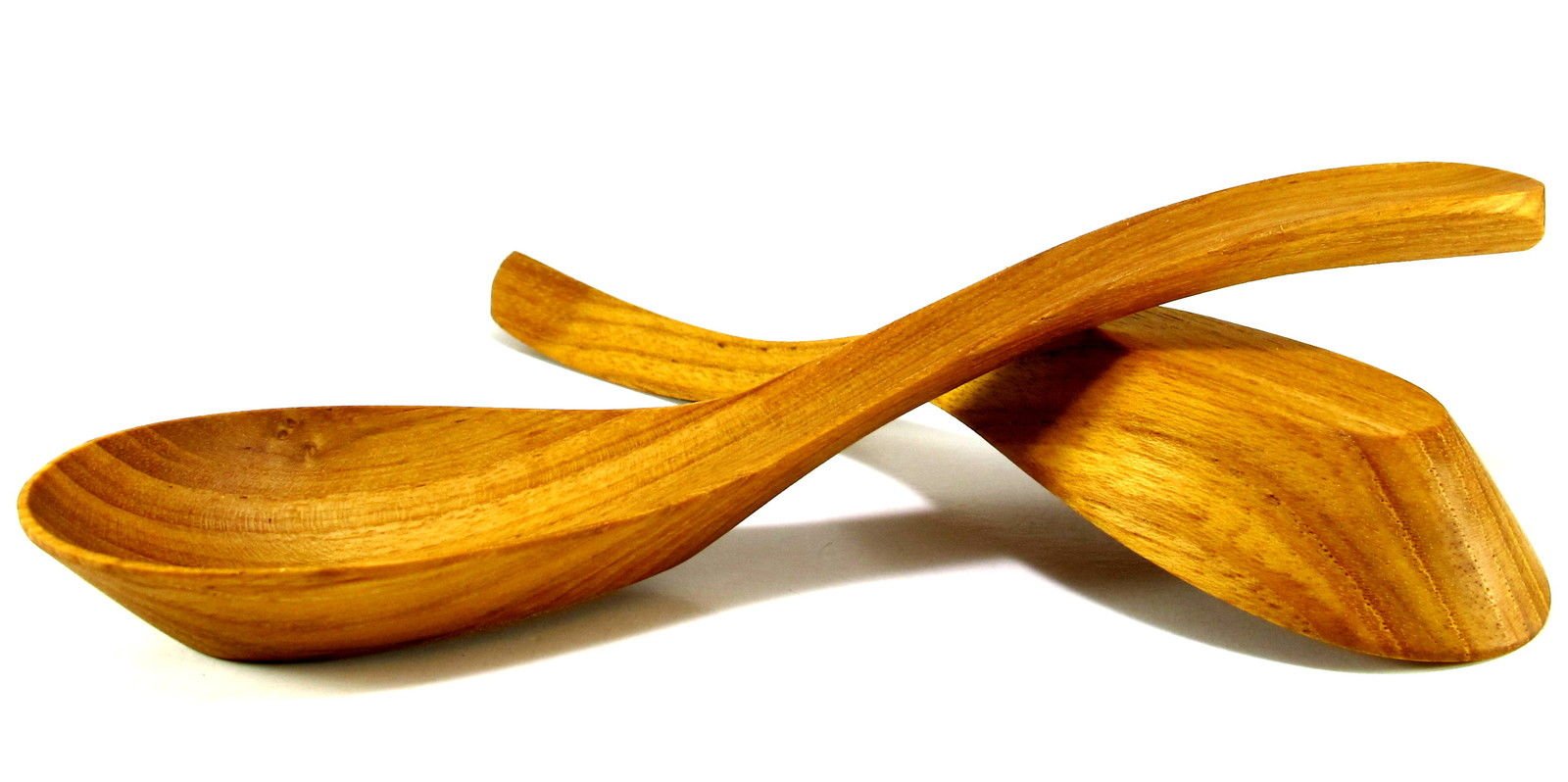 Set of 2 Teak Wood Noodle Soup Ramen Spoons Hard Wood Utensil Premium Quality