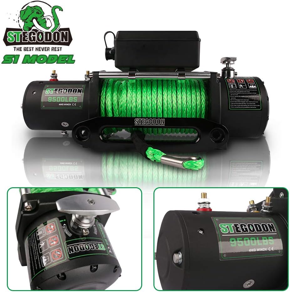 Bеѕt Dеаl Chеар 🛒 STEGODON New 9500 lb. Load Capacity Electric Winch S1,12V Waterproof IP67 Electric Winch with Hawse Fairlead, Synthetic Rope Winch with Wireless Handheld Remote and Wired Handle(Green-Rope) Tор Rаtеd STEGODON New 9500 lb. Load Capacity Electric Winch S1,12V Waterproof IP67 Electric Winch with Hawse Fairlead, Synthetic Rope Winch with Wireless Handheld Remote and Wired Handle(Green-Rope)