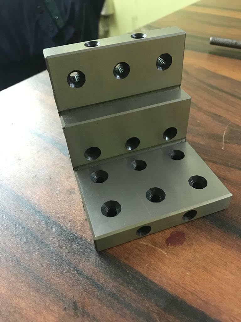 ANGLE PLATE 3x3x3" stepped,Precision Hardened Ground w. tapped holes 0.0002" USA-Amz720