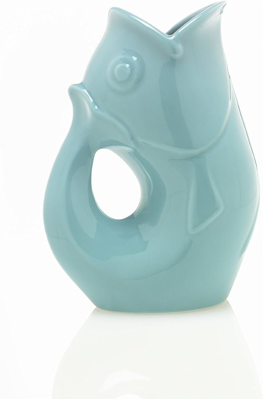 Gurgle Pot Aqua 9 1/2 Inches High