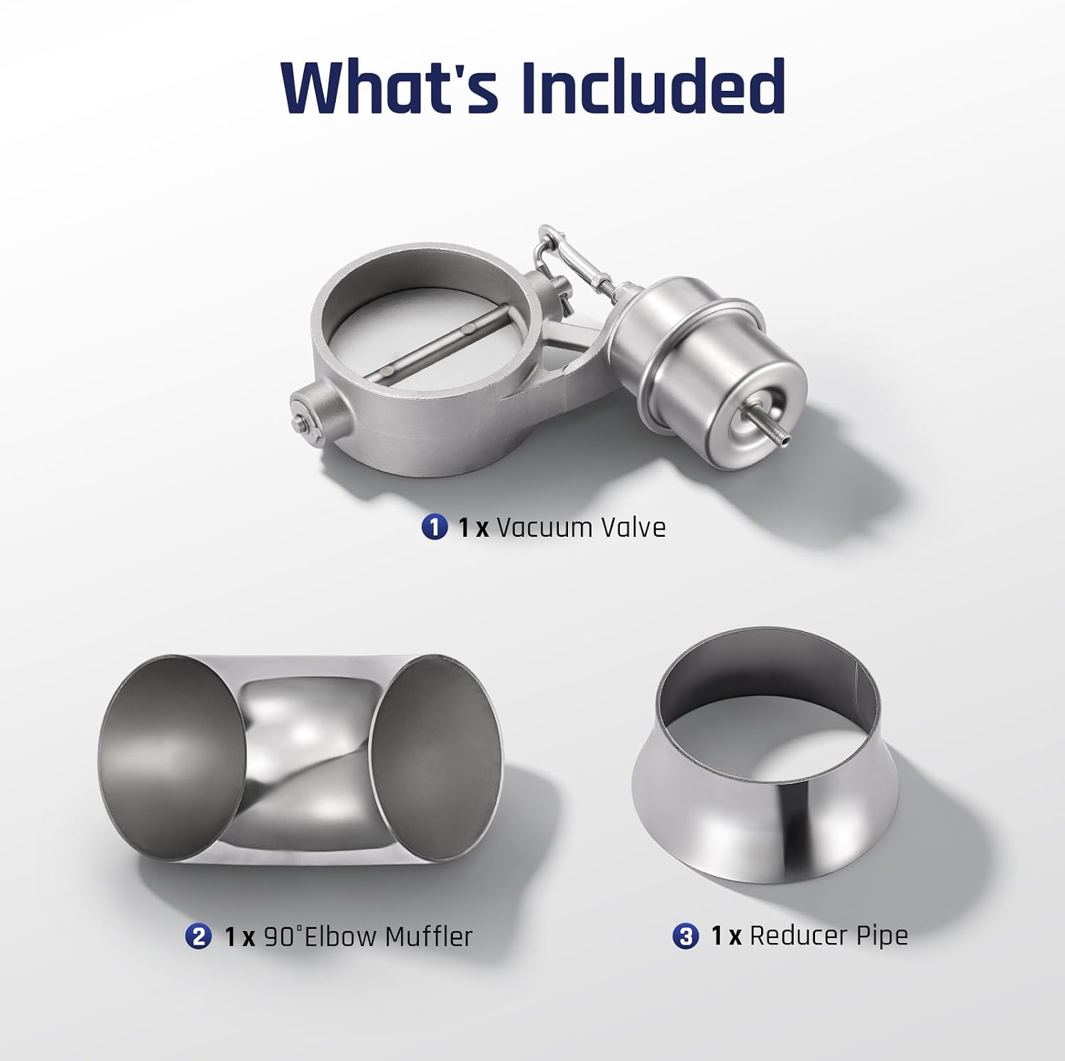 SPELAB Exhaust Cutout 3.0 Inch Universal Kit with Vacuum Pump Reducing Tube and Elbow Muffler exhaust valve, Stainless Steel