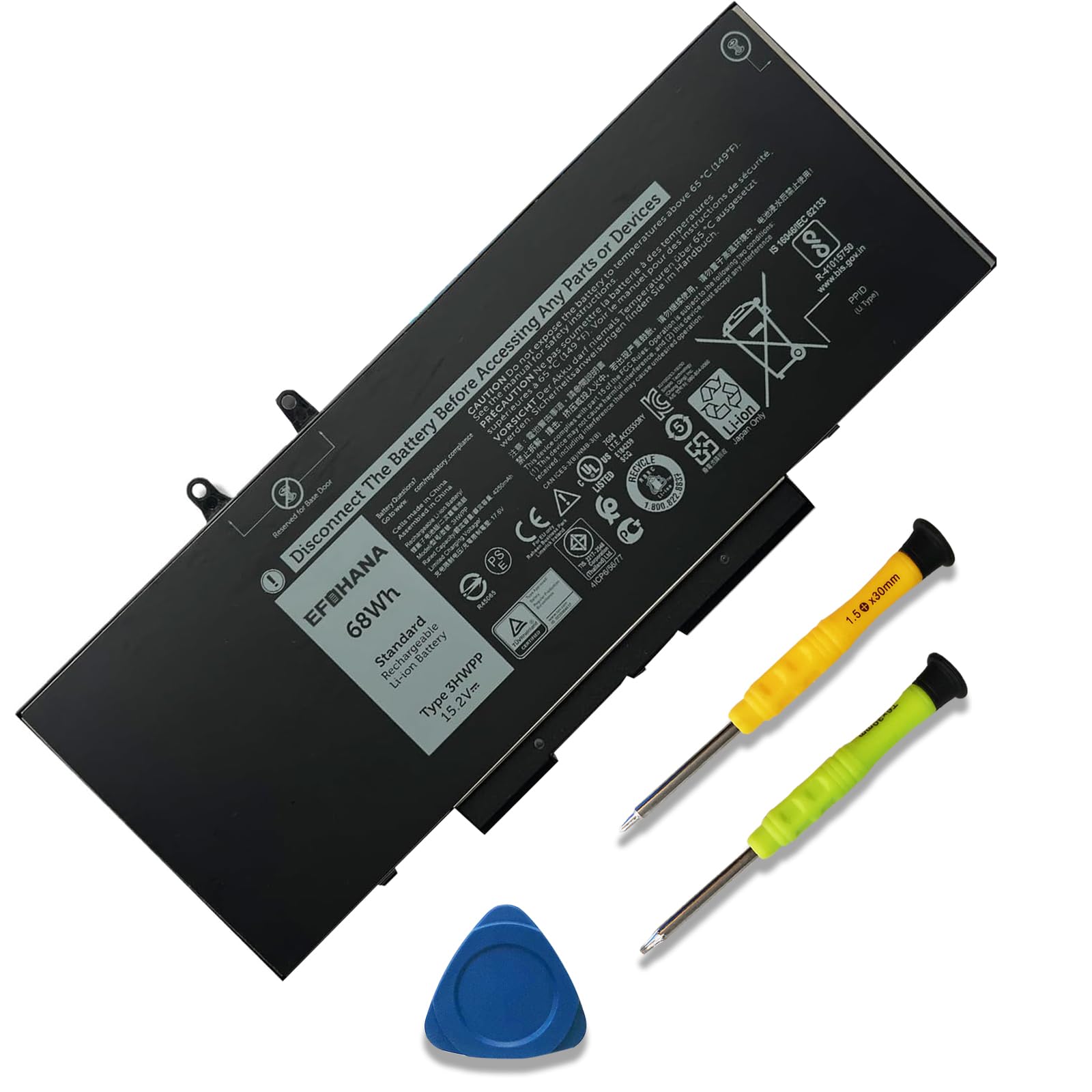 68Wh Laptop Battery Replacement For Dell Latitude 5401/5410/5411, 5501/5510/5511, Precision 3541/3551, Inspiron 7706 & 17 7500/7506 2-in-1 Black